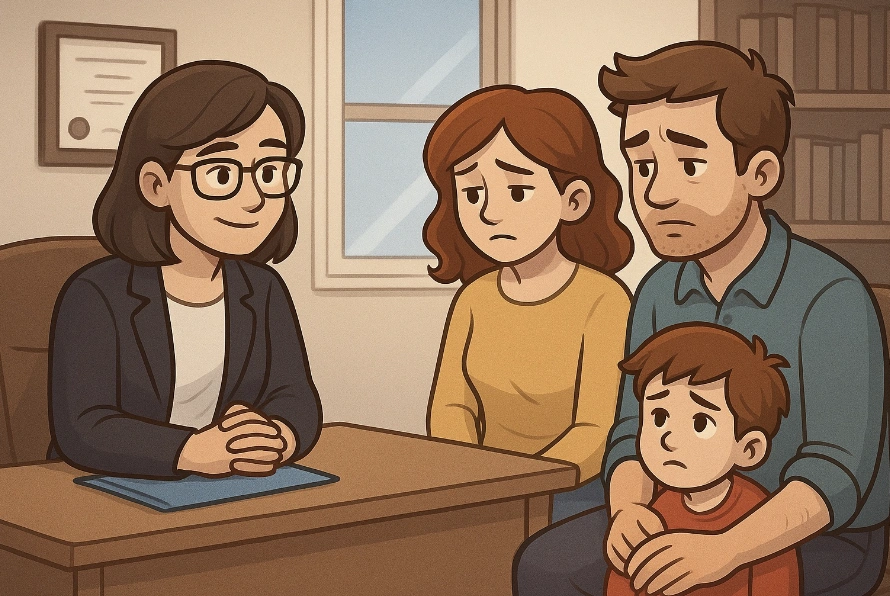 Eltern suchen Hilfe bei Schulpsychologin