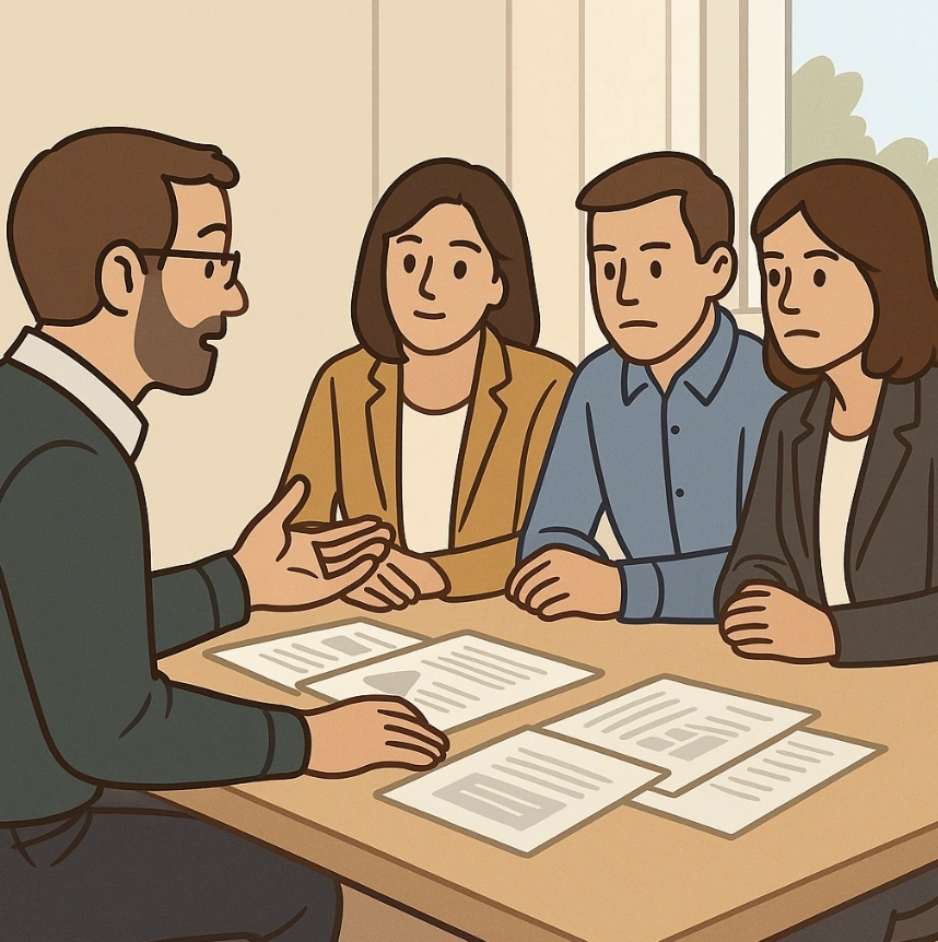 Eltern treffen die Schulleitung