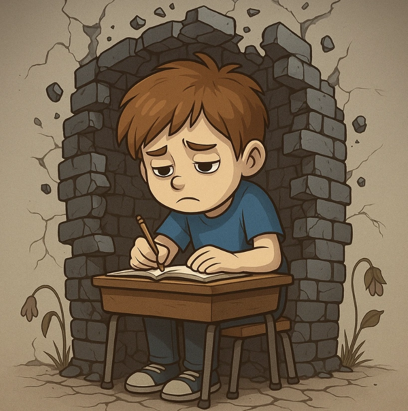 Gestresste Familie nach der Schule